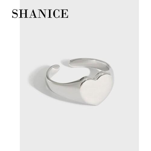 SHANICE SS925 Sterling Silver open ring niche design temperament is minimalist heart Finger Ring For Women Jewelry Cocktail Ring
