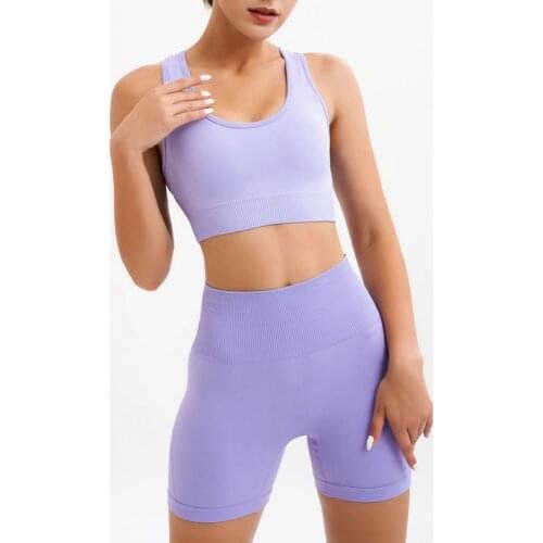Women Workout Set Seamless Super Soft Nylon Sport Bras Gym Shorts Sportswear Suit High Waist Yoga Outfits Fitness Clothing