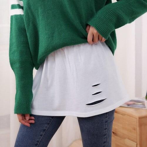 Korean Womens A-Line Fake False Hem Elastic Waist Solid Color Detachable Skirts Decorative Detachable Underskirt Apron