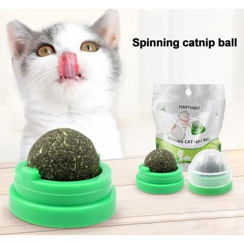 Catnip Ball Pet Toy With Cat Sugar Licking For Cats Wall Mount Molar Teething Toy Self-Adhesive Rotated Cat Supplies Accessories