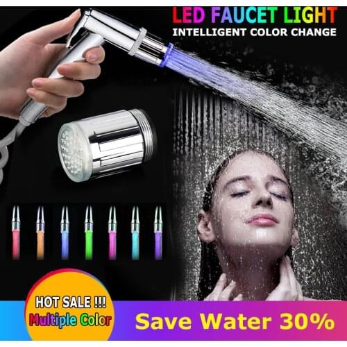 Creative Luminous Light-up LED Water Faucet Shower Tap Basin Water Nozzle Bathroom Kitchen Heater Faucets thermostat 3/7 Colors