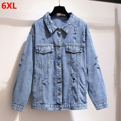 Big size sister jacket plus size womens clothing autumn denim jacket Single Breasted loose jacket tide 6XL 5XL 4XL Cotton