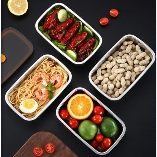 Refrigerator Rectangular Stainless Steel Lunch Box Portable Food Storage Box Picnic Camping Outdoor Food Crisper Food