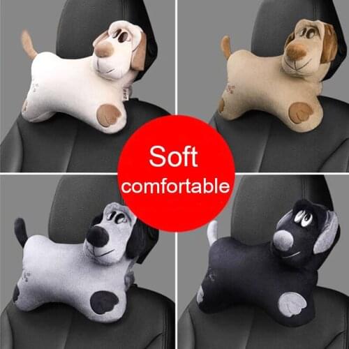 Fashion Cartoon Cute Dogs Auto Car Seat Head Neck Rest Cushion Headrest Pillow Soft Plush Pad Car Safety Pillow Car Accessories