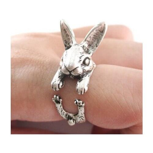 Fashion Ring Bunny Rabbit Shaped Animal Around Ring For Women Girl Gift