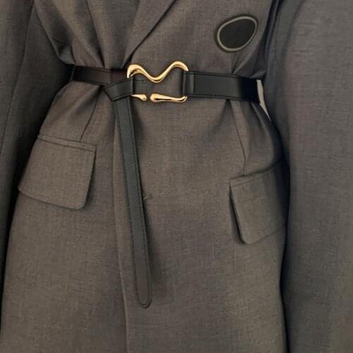 Fashion Leather Belt For Women Metal Buckle Knotted Waist Strap Designer All-match Lady Dress Coat Sweater Decorative Waistband