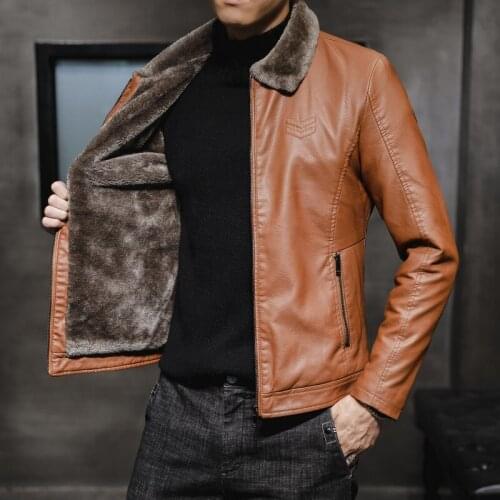 Mens Autumn Winter PU Leather Slim Jacket Fleece Lining Brushed Coat Short Casual Warm C1