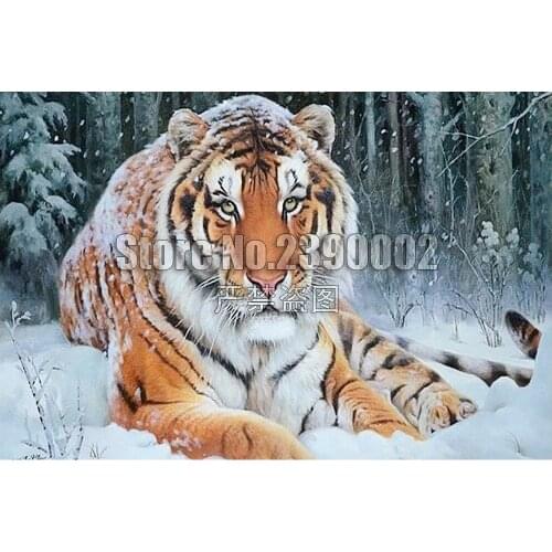 Wall Stickers 3D Diy Diamond Painting Tiger Snow Cross Stitch Diamonds Kits Diamond Embroidery Full Mosaic Decoration Animals