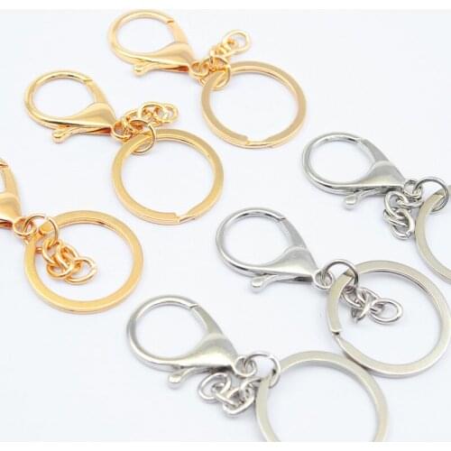 New Gold Color Lobster Clasps Hooks Key Rings Keychain Key Holder Rings Women Men DIY Jewelry Material Key Chains Accessories