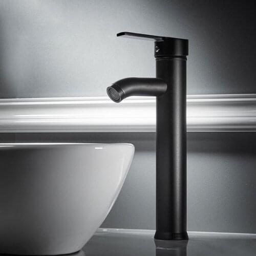 Stainless Steel Paint Black Basin Faucet Single Hole Bathroom Sink Faucet Cold and Hot Mixer Water Tap Wash Basin Tap Deck Mount