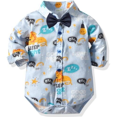 0-3Y Newborn Boys Romper Cartoon Print Long Sleeve Baby Boy One-piece Bodysuit 100% Cotton Spring Autumn Toddler Infant Clothes