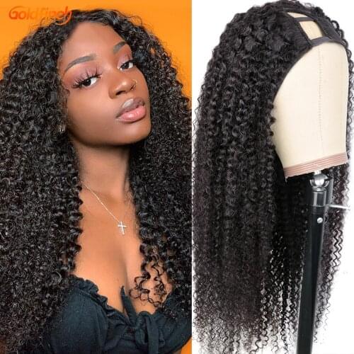 U Part Wig Human Hair Curly 180 200 250 Density UPart Human Hair Wigs For Black Women Kinky Curly Wigs Brazilian Perruque U Part