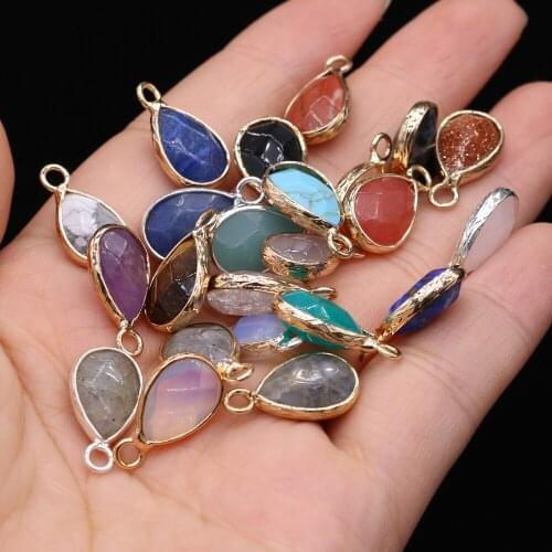 Wholesale Natural Stone Pendants Water Drop Faceted Amethysts Opal Crystal for Jewelry Making Women Necklace Earrings Crafts