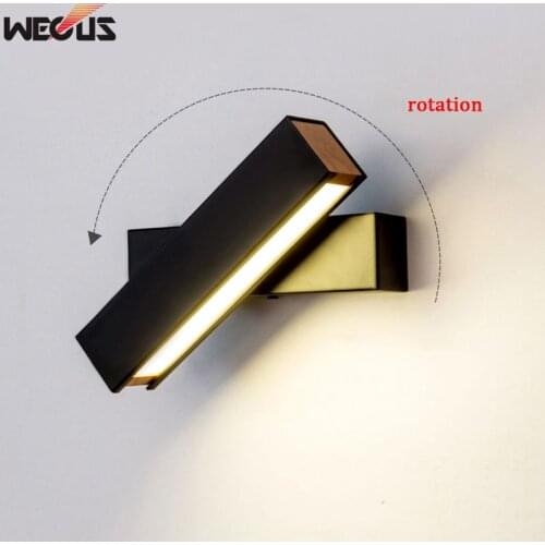 WECUS)LED Wall Lamp 360 degree rotation adjustable bedside light white Black creative wall lamp Black modern aisle round lamp