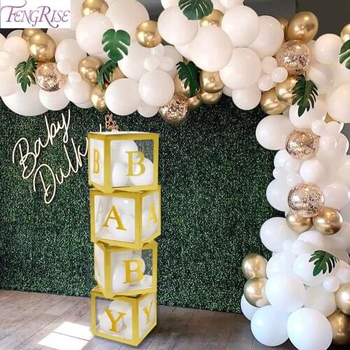 Gold Alphabet Transparent Box Baby Shower Decoration Christening First Birthday Party Decor Boy Girl Baby Shower Gifts Supplies