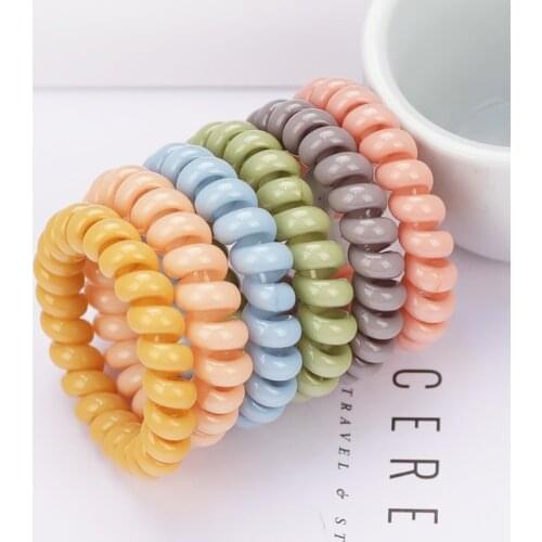 7pcs/lot Telephone Cord Elastic Ponytail Holders Girls Women Hair Ring Accessories Fashion Big Size Cream Colors Hot Tie Gum