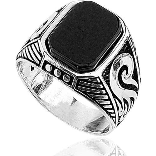 Silverlina Silver Black Stone Men 'S Ring