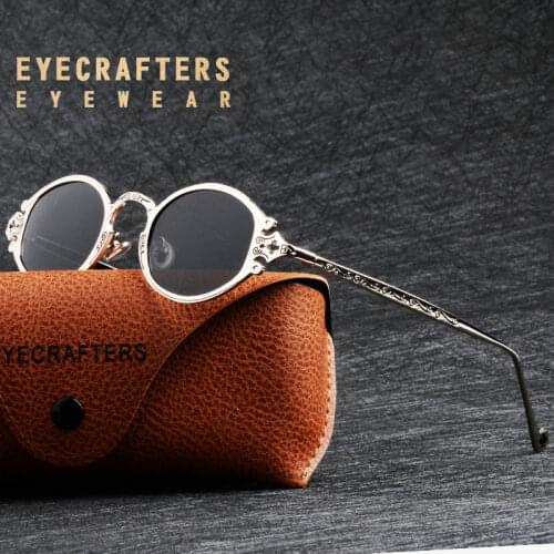 Mens Womens Luxury Gold Metal Brand Designer Sunglasses Oval Round Gothic Sunglasses Retro Vintage Steam Punk Sunglasses