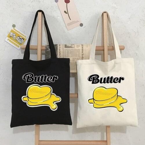South Koreas new album Butter Harajuku KPOP Shoulder Bag Canvas Bag Harajuku Shopping Bag Fashion Casual Summer Shoulder Bag