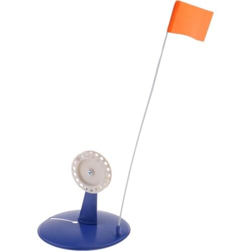 Blue Ice Fishing Rod Pole ABS Hole Cover Ice Fishing Tip-Up with 19.7'' Height Orange Flag Terminal Tackle Winter Fishing