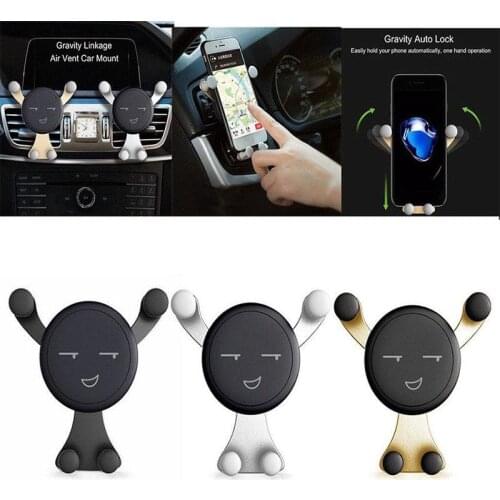 Universal Smiley Car Phone Holder Mobile Phone Car Air Vent Holder Car Accessories Outlet Smartphone Holder Phone Stand