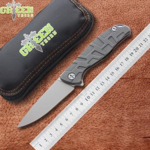High quality,Green thorn F95 folding knife bearing D2 blade TC4 handle outdoor camping hunting pocket fruit knife EDC tools