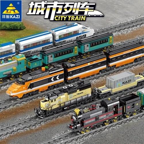 KAZI City Train Power Function High-tech Building Block Bricks DIY Tech Toys For Children Compatible All Brands christmas gift