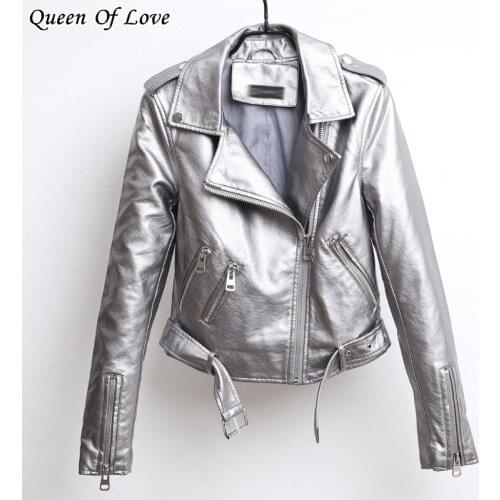 New Autumn Women Pu Leather Jacket Woman Zipper Belt Short Coat Female Black Punk Bomber Faux Leather Outwear
