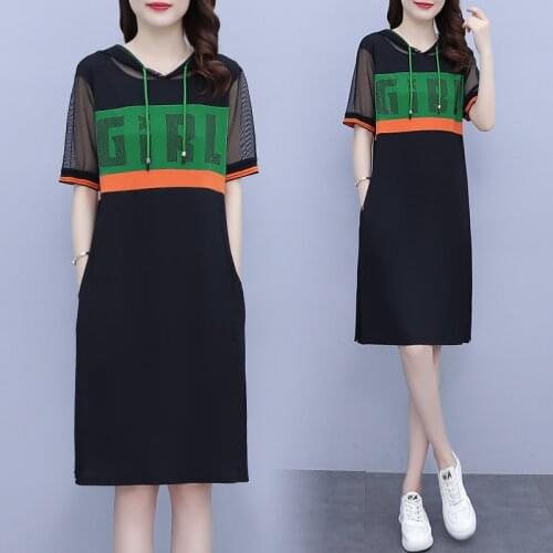 Women Hoodies T-Shirt Summer Dress Plus Size L-5XL XXL XXXL 3XL XXXXL 4XL XXXXXL Loose Blouse Blusa Casual Dress For 100KG Woman