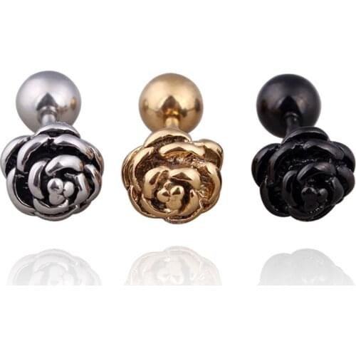 Rose Ear Stud Flower Earrings Women 316L Stainless Steel Cartilage Cute Jewelry For Women Rose Gold High Quality Wholesale