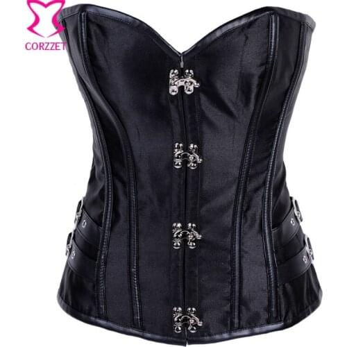 Gothic Corset Overbust Black Corpetes E Espartilhos Sexy Corsets and Bustiers Burlesque Shapewear Steampunk Korsett For Women
