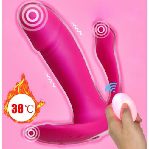 Female Wearable Vibrator Heating Dildo Vibrator Clitoris Stimulator Sex Toys for Women 3 spots Vibration Anal Massage Remote