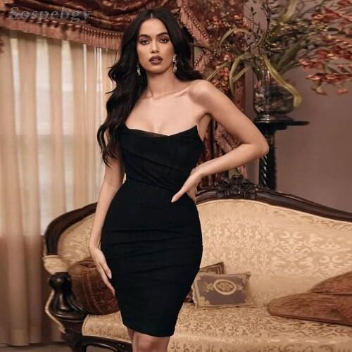 Womens Sexy Strapless Open Back Skinny Bodycon Mini Dress 2021 Summer Sleeveless Mesh Bandage Club Nightclub Party Dresses