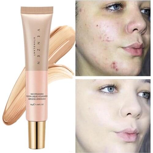 Liquid Foundation Waterproof Sweatproof Concealer Long-lasting Natural Oil Control Nicotinamide Sodium Hyaluronate Makeup 30g