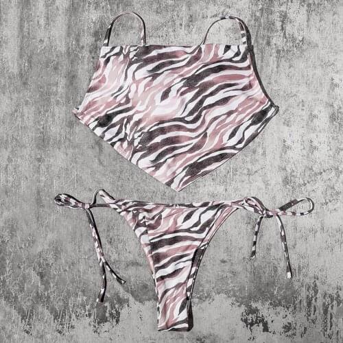 ZTVitality Sexy Bikinis Print Bandage Bikini 2021 Hot Sale Padded Bra Low Waist Swimsuit Female Swimwear Women Brazilian Biquini