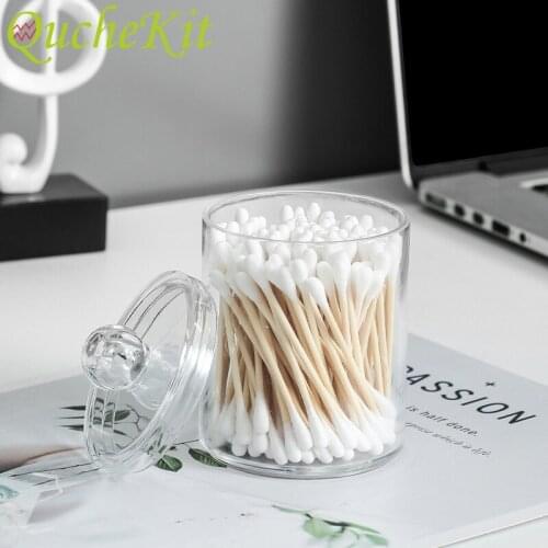 1/2pcs Acrylic Transparent Plastic Lid Round Swab Box Cosmetics Jewelry Cotton Pad Sealed Boxes Bathroom Storage Container