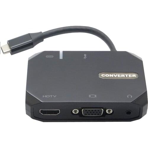 10pcs/lot 5 in 1 USB 3.1 USB-C Type C to HDMI 4K 30HZ 3.5mm Audio Port Type C PD Charging Adapter USB 3.0 Hub for New Macbook