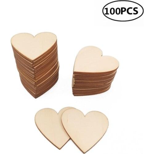100PCS 40mm Wooden Heart Slices Wood Heart Embellishments for Wedding Crafts Art Making DIY, Arts, Crafts, Card Making