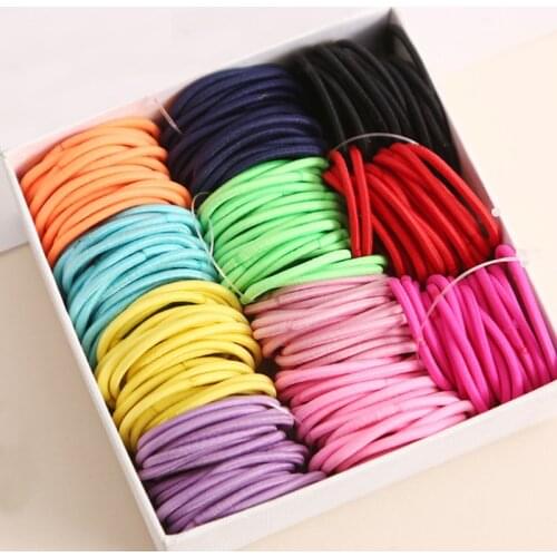 100pcs/lot Girls Candy Color 3cm Elastic Hair Bands Children Headwear Rubber Bands Ponytail Hair Holder Kids Hair Accessories