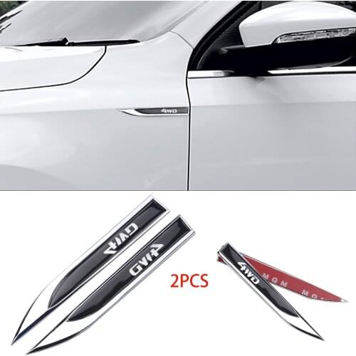 2pcs Car Side Logo 4X4 Badge Blade Style Sticker For 4WD Honda Mitsubishi ASX Blade Badge Decal Metal Car Goods