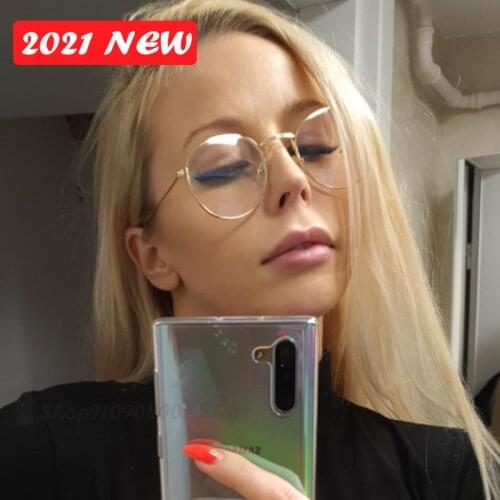 2021 Round Glasses Frame Women Vintage Glasses Women Clear Lens Eyeglasses Frames Women/Men Metal Lentes De Lectura Mujer