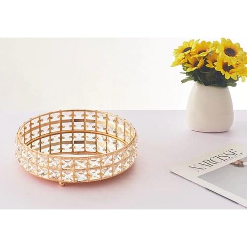 25cm Rhinestone Crystal Cosmetics Storage Tray Home Dessert Holder Snack Candy Fruit Dish