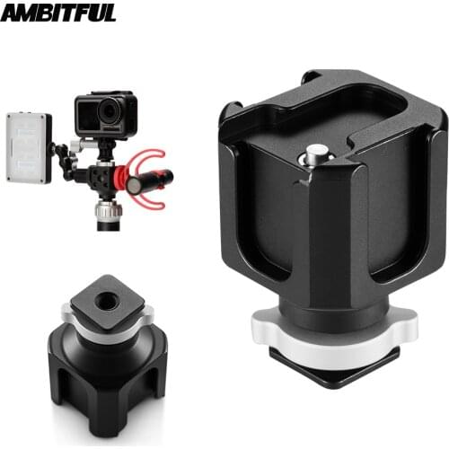4 Hot Shoe Mount Adapter for Microphone LED Light Speedlite for DSLR Camera Gopro Action Camera Cage