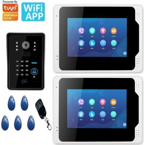 6 languages switch 7 Inch Wired/WIFI Tuya APP Smart IP Video Door phone Doorbell Intercom System with 1080P Night Vision Camera