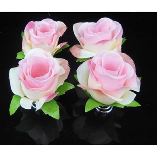 60 pcs High Quality Artificial Rose Flower Hair Clips Twists Spins Hair Pins Wedding Party Woman Flower Hair Fascinator