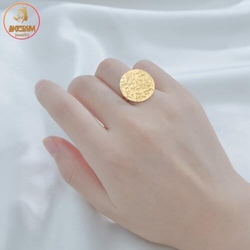 Akizoom Irregular Round Open Ring Stainless Steel Adjustable Wedding Party Buckle Joint Tail Ring for Women Jewelry Gifts