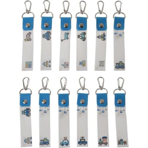 12Pcs Kids Handwritten Customizable ID Labels Keychain for Identification for Child Bags Clothing and All Personal Items