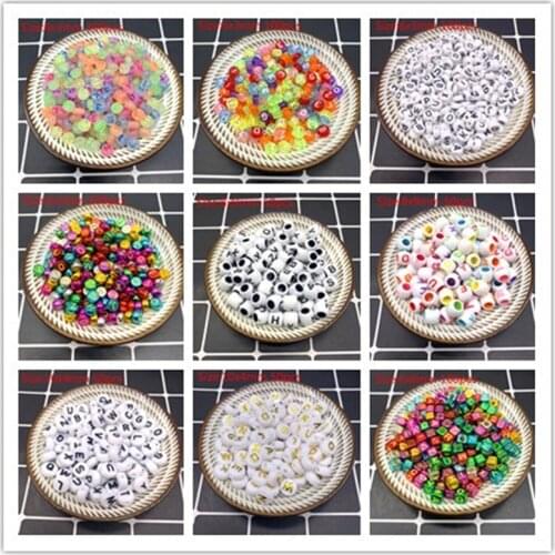 New Mixed Letter Acrylic Beads Round Flat Alphabet Digital Cube Loose Spacer Beads For DIY Jewelry Making