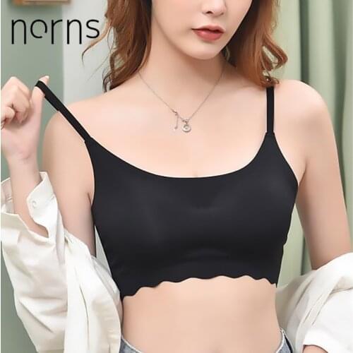 NORNS Women Bra Thin Push up Underwear Ruffles Padded Bra Solid Lingerie Comfortable Silk Seamless Sleep Sports Top Bra S-XXL