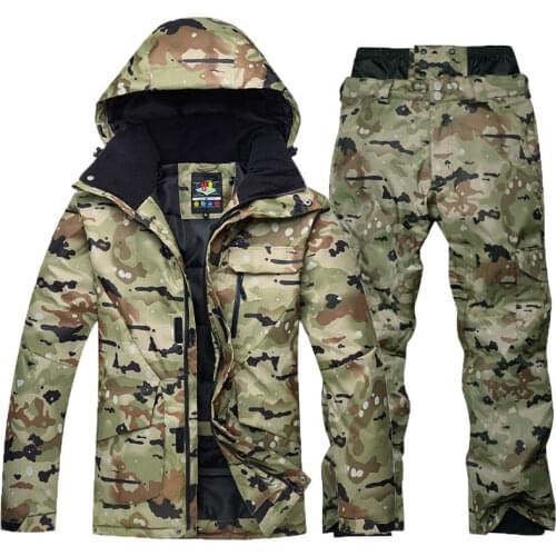Camouflage thickening Warm Men Ski Suit Waterproof Windproof Skiing Snowboarding Jacket Pants Set Men Winter Snow Wear Suits